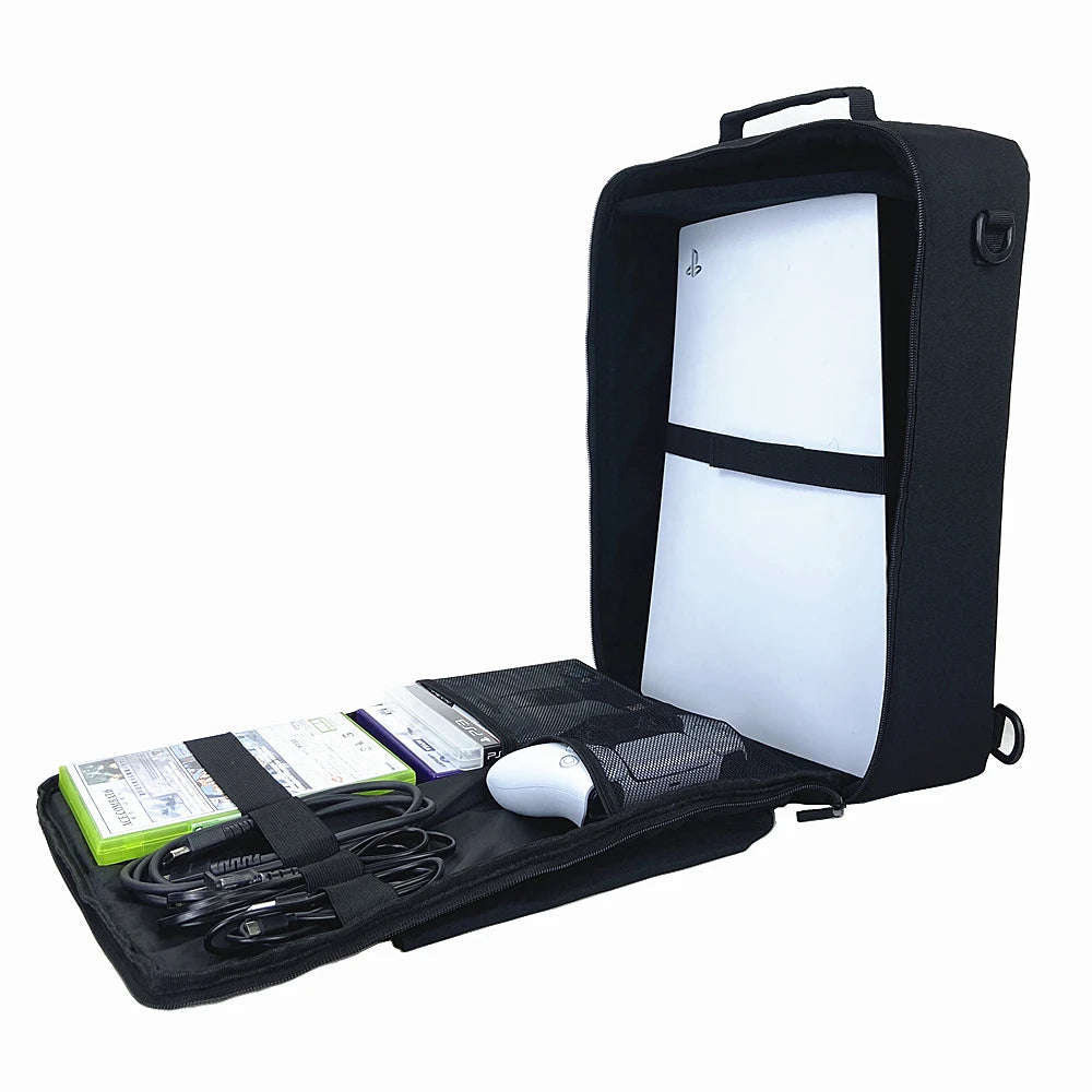 Gaming Carrying Case,Travel Shoulder Bag for Xbox One X PS5 PS4 Controller Console Game  Accessories Protective Storage Pockets