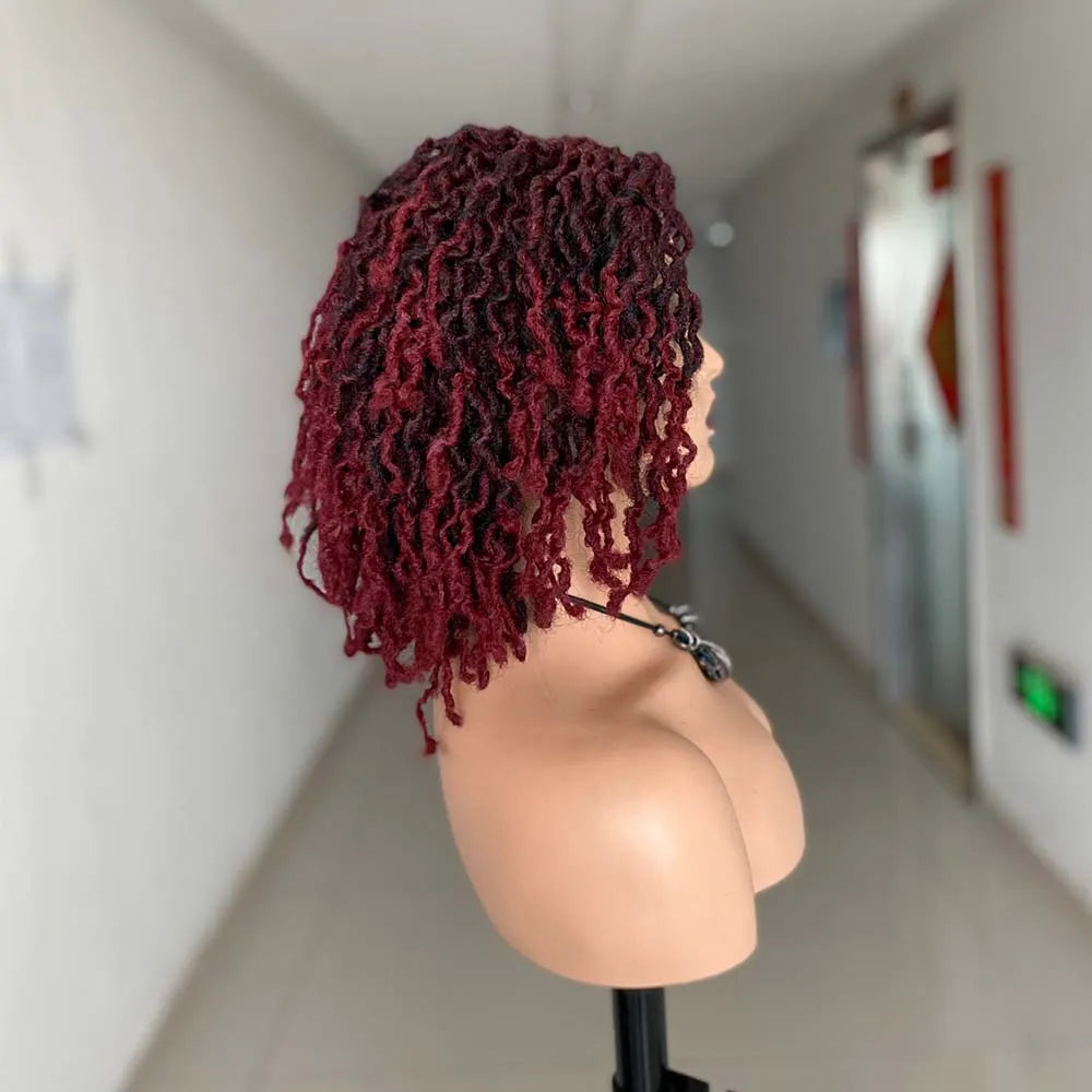Pelucas trenzadas cortas para mujeres negras, peluca de rastas, peluca de rastas sintéticas, peluca de rastas de diosa, peluca de trenzas afro marrón negro, cabello sintético