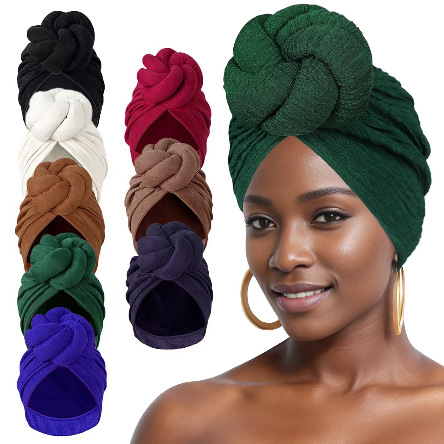 Women’s Fashion Turban – Bubble Cloth Headwrap with Large Flower Design