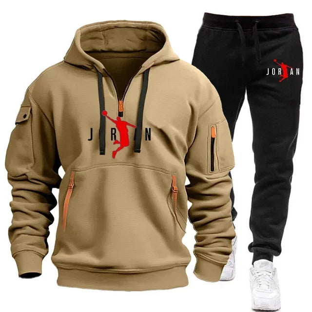Autumn and winter new trend men's blazer + Tracksuit pants Fashion casual jogging print sportswear outdoor sportswear