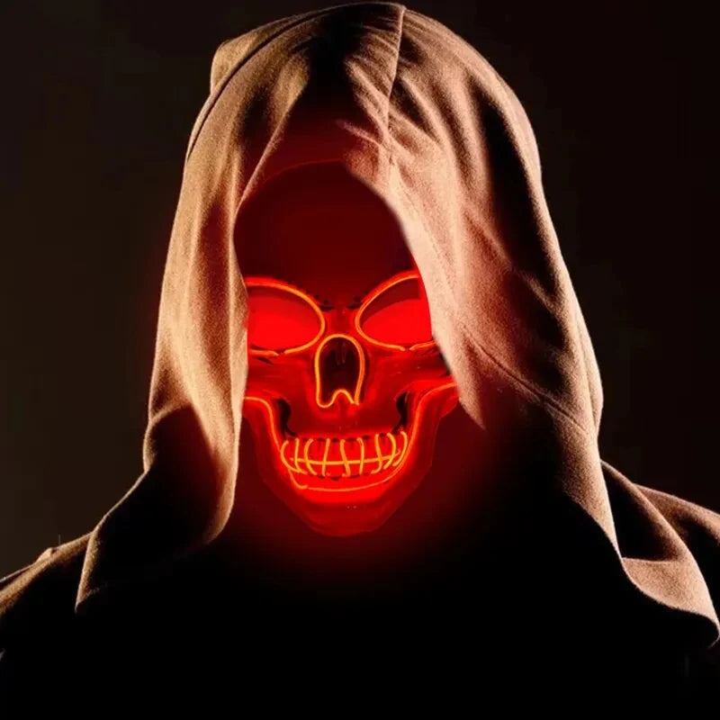 Halloween Adult Purification Mask LED Glowing Skull Terror Mask Cold Light Mask Role Playing Masquerade Ball