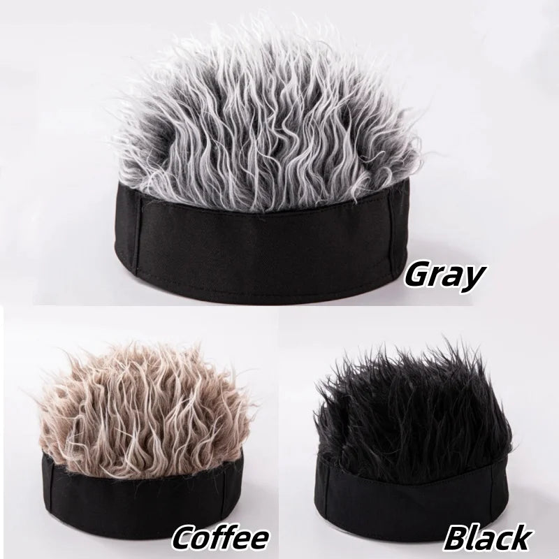 Gorro de pelo sintético corto para hombre, gorro de hip hop, gorro de calavera, peluca de tupé, gorro de pelo falso con púas, pelucas, diadema corta de melón, gorro