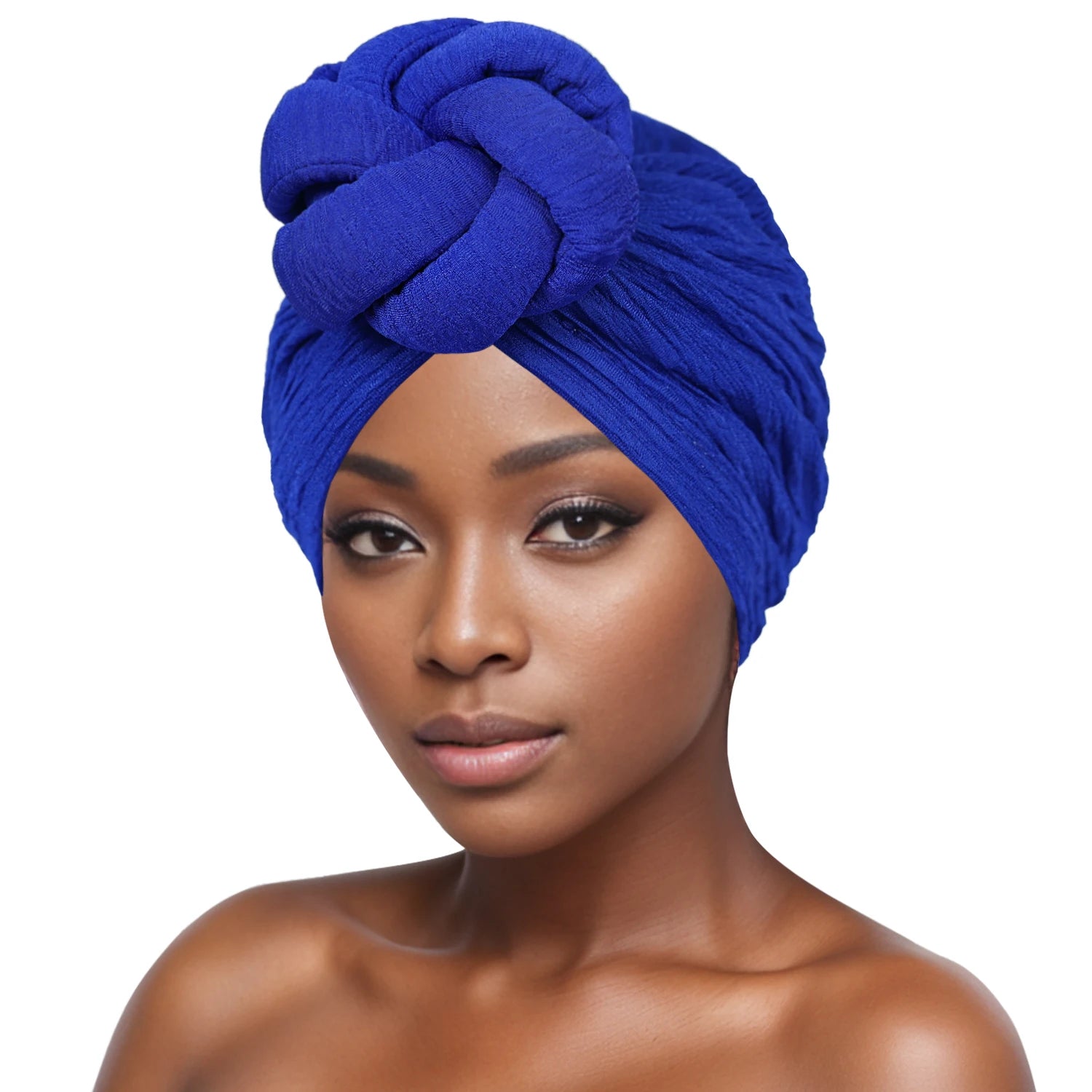 Women’s Fashion Turban – Bubble Cloth Headwrap with Large Flower Design