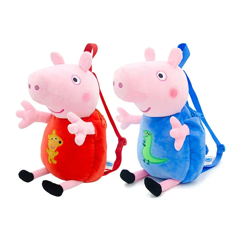 Peppa Pig Crossbody Bag Stereoscopic Doll Backpack Anime Knapsack Plush Coin Purse Toys George Round Pocketbook Children's Gifts