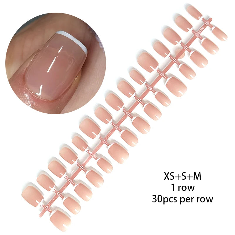 30 stk. gradient kunstnegler fransk blush nude negler vanntett kunstige negler medium kiste kunstnegler fingernegler presse-on negler tupper manikyr