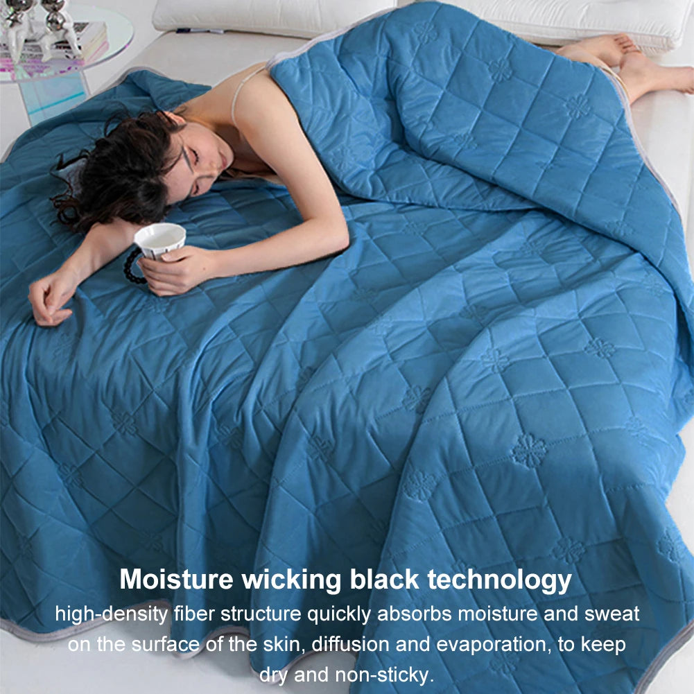 Cooling Blanket for Bed Silk Air Condition Comforter Lightweight Cooled Summer Quilt with Double Side Cold&Cooling Fabric GradeA