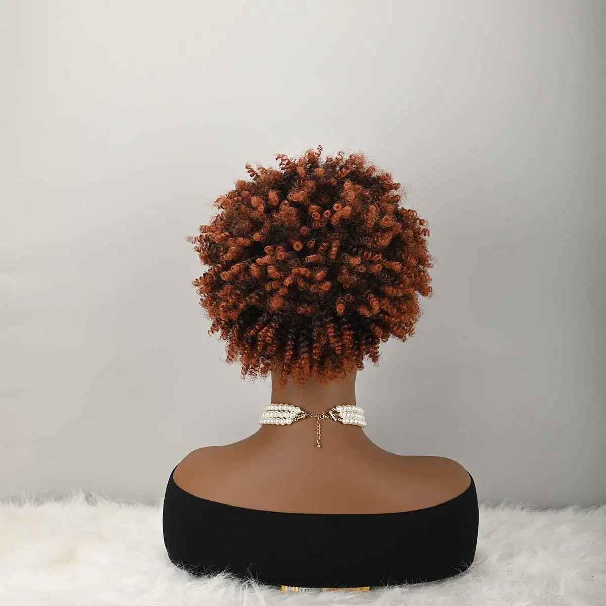 Headband Wig Curly Headband Wig With Bangs For Women Synthetic Afro Curly Hair Wig With Headband Attached Short Kinky Curly Afro High Puff With Bangs Stripes Short Red Curly Wigs with Bangs for Women, Natural Wavy Synthetic W