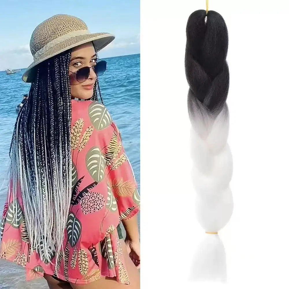 24Inch Jumbo Braids Extensions Synthetic Braiding Hair Afro Ombre Color wig for women braid