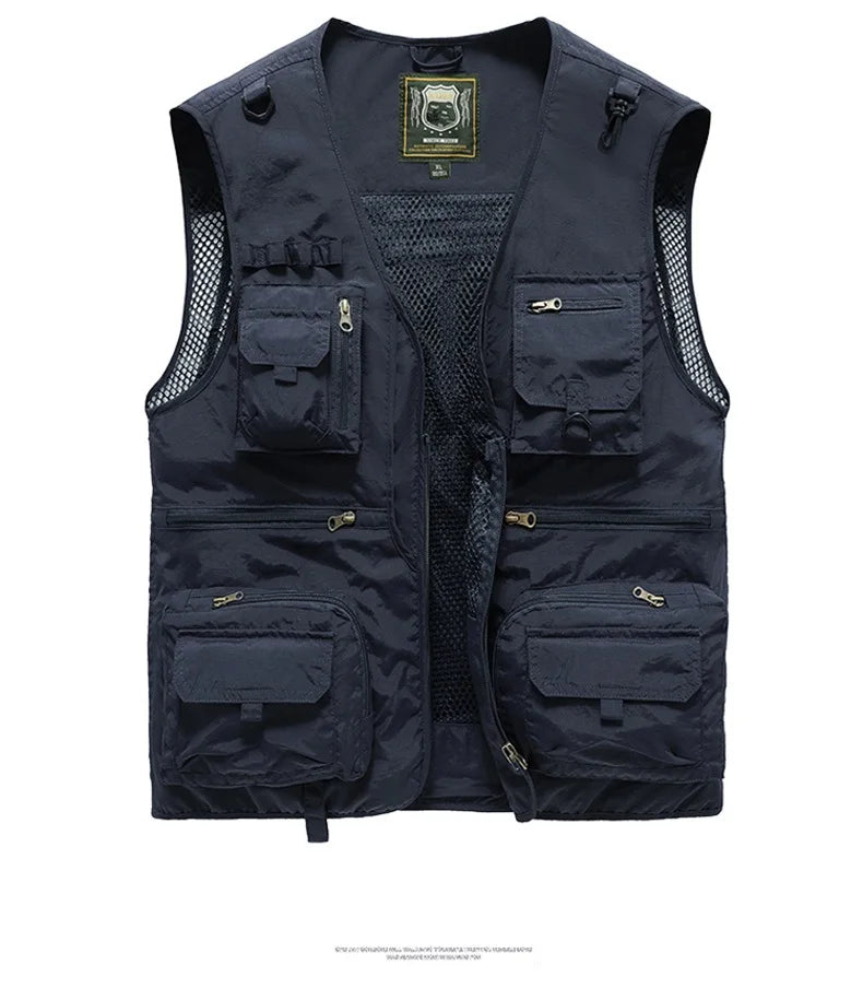 Outdoor Leisure Vest Men's New Multi-Pocket Breathable Outdoor Sports Coat High-Quality Design Leisure Vest Men Work Vest