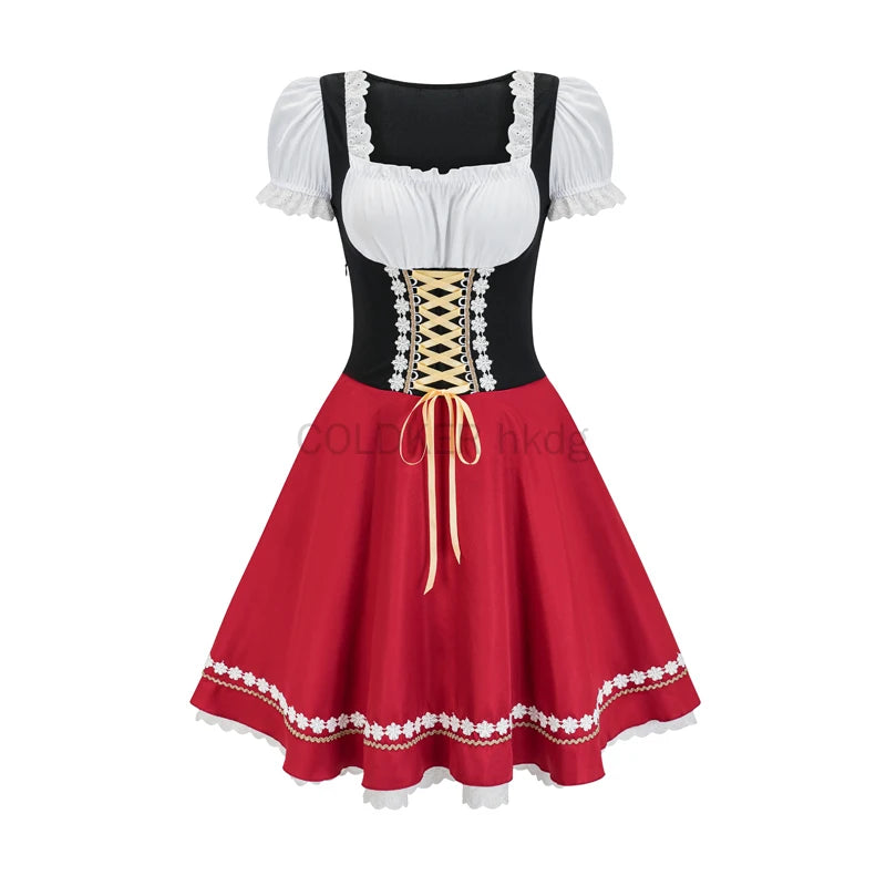 New Women's Munich Oktoberfest Costume Dirndl Dress Traditional German Bavarian Beer Girl Party Dresses