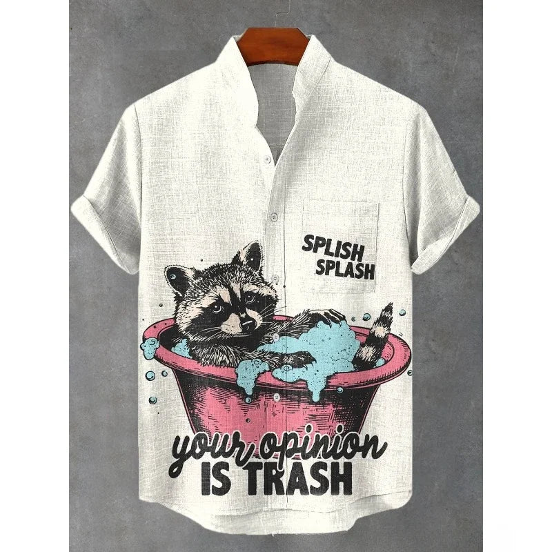 Men's I Must Be God Cat Drinking Red Wine Print Funny Harajuku Shirt Summer Hawaiian Shirts Harajuku Streetwear Casual Tops