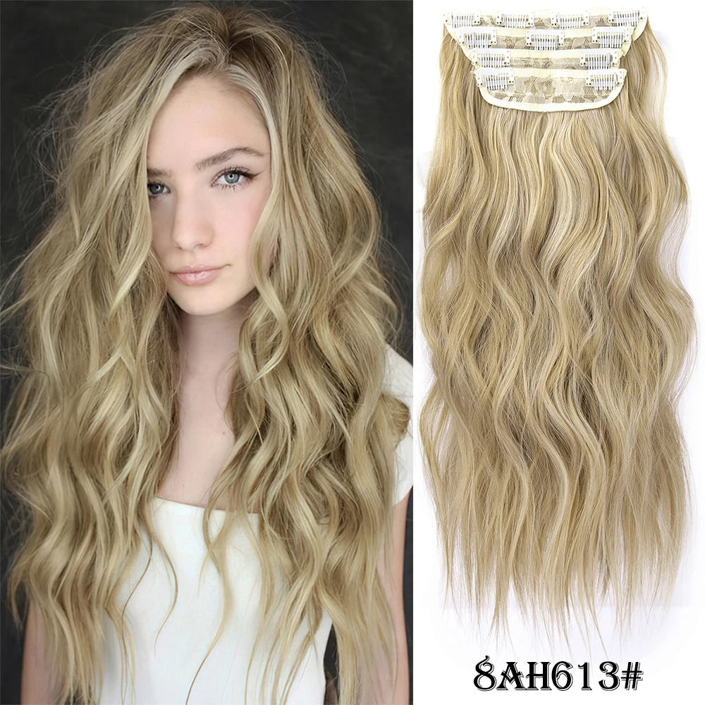 Extensiones de Cabello Ondulado Largo de Clip