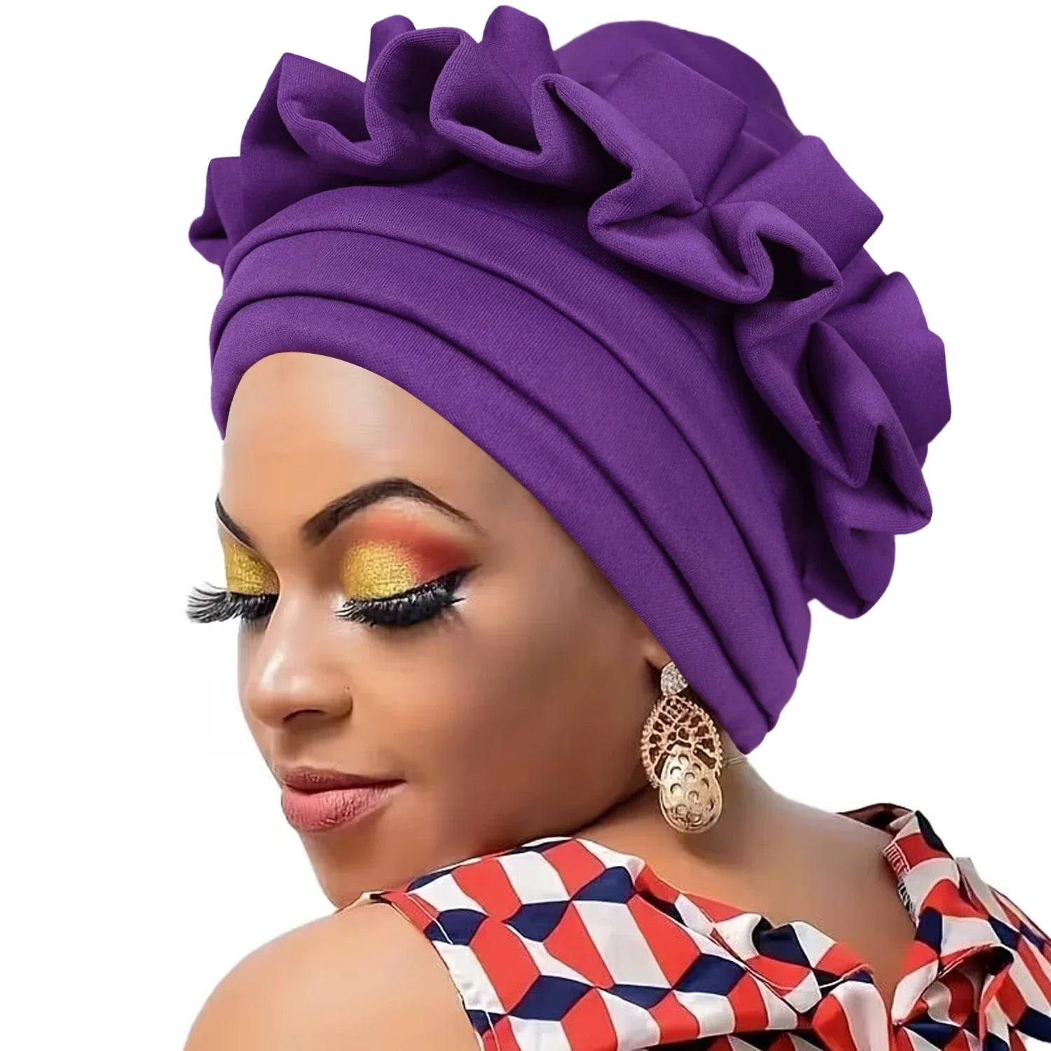 Women’s Raw Silk Pleated Turban – Elegant, African-Inspired & Perfect for Special Occasions