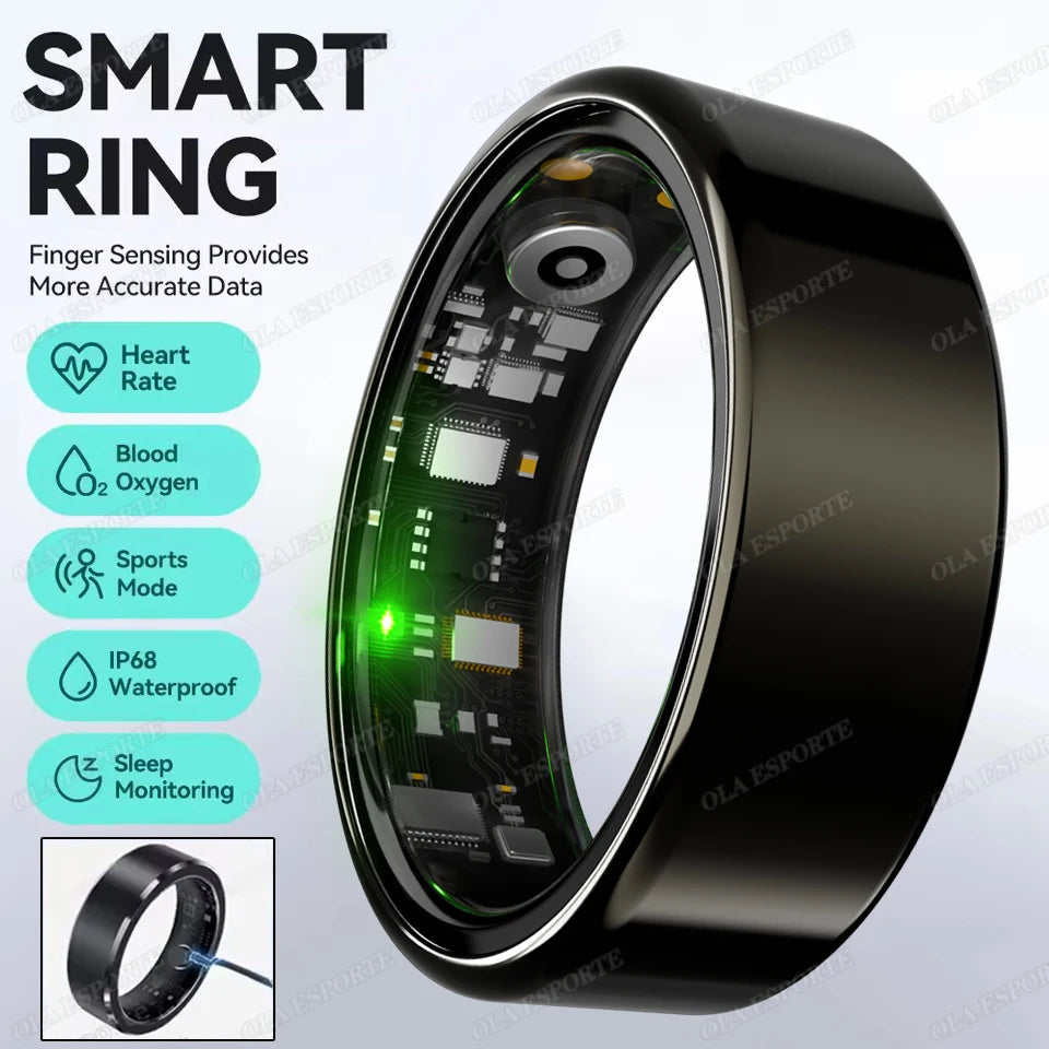 New Smart Ring Heart Rate/Health Sleep Monitor Multi Sport Modes IP68 & 10ATM Waterproof Use Time 3 Days Rings Gift For Man