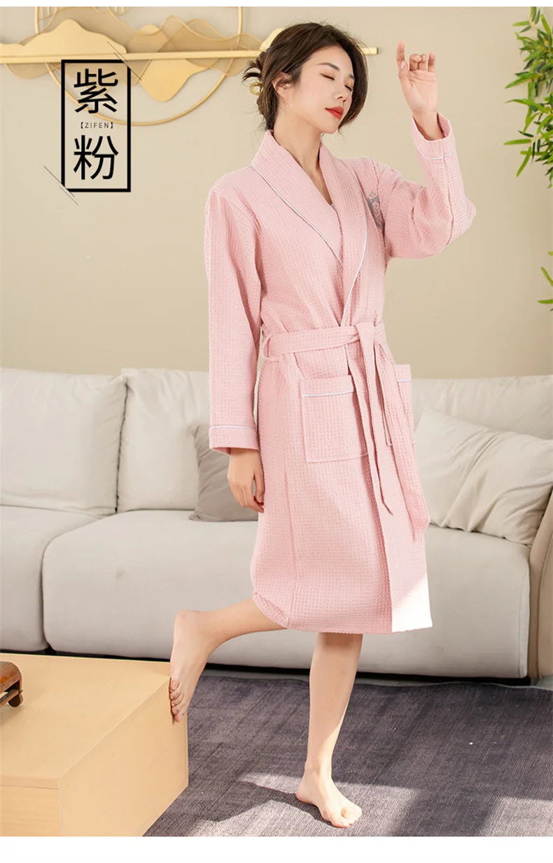 Top Quality Autumn Winter Bathrobes Couple Towel Terry Cotton Robe Men's Elegant Five-star Hotel Home Wear Bath RobeAbsorb Water
