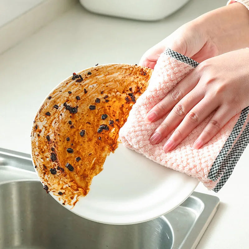 Paño de cocina Trapo de microfibra trapo de cocina paño para platos antiadherente toalla de limpieza de mesa engrosada almohadilla absorbente de limpieza para el hogar