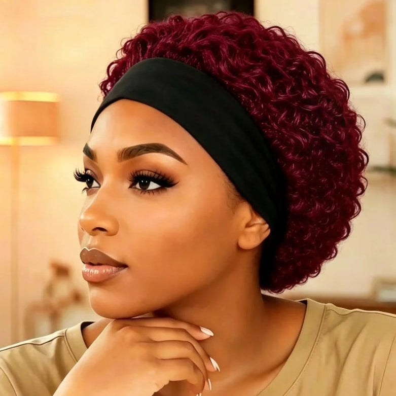 Curly Headband Human Hair Wig