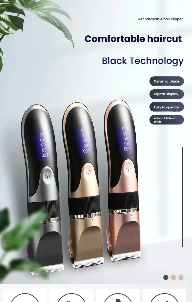 Hair Clipper for Men & Kids - Barber-Grade Beard Trimmer with Ceramic Blades Low Noise Precision Hair Cutting Machine