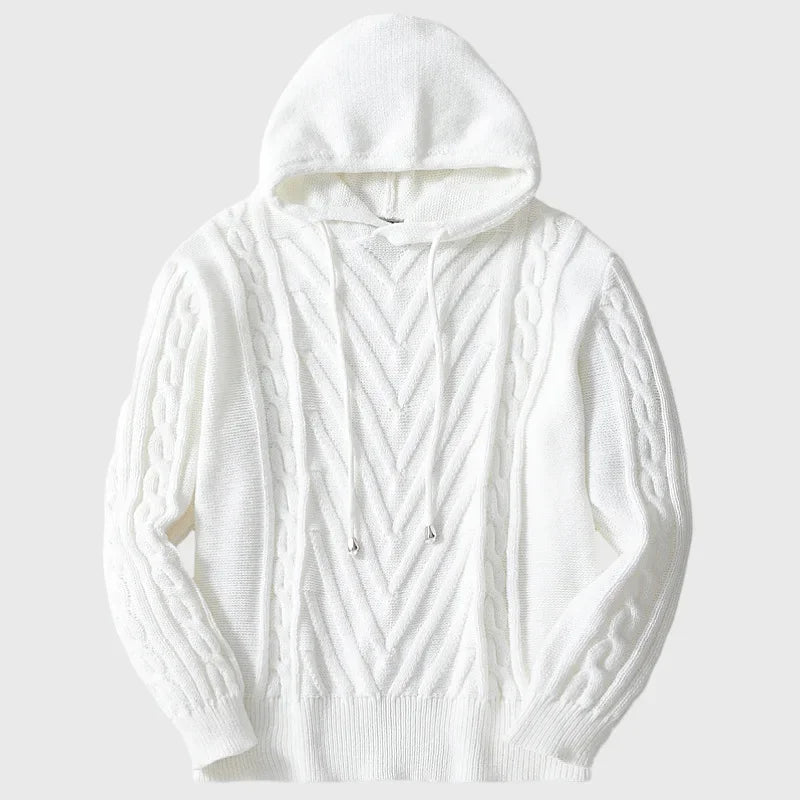 Sweatshirts Men Pullovers Sweaters Solid Casual Loose Splice Hooded Knitted Regular Thick Warm Tops Autumn Winter