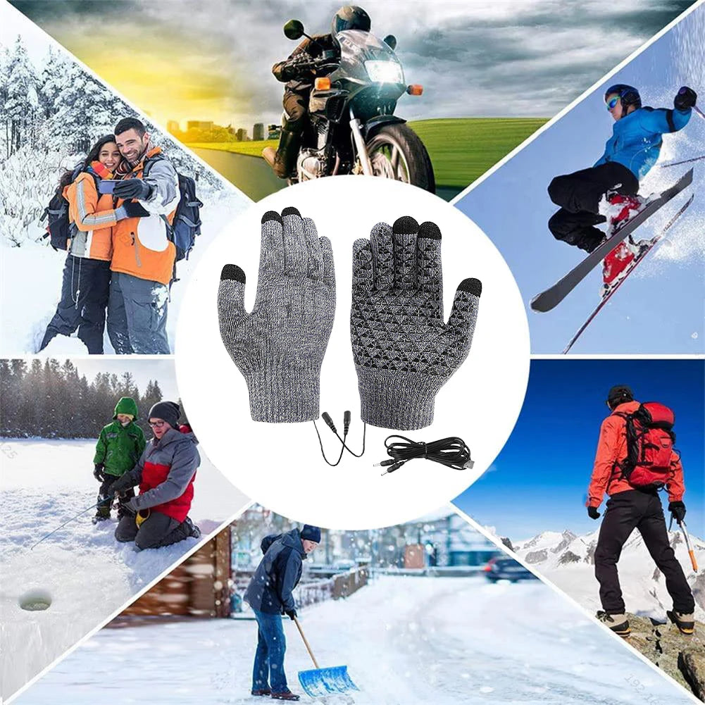 Guantes con Calefacción Eléctrica Guantes Cálidos de Invierno USB Pantalla Táctil Moto Snowboard Ciclismo Calientamanos para Conducir Esquiar