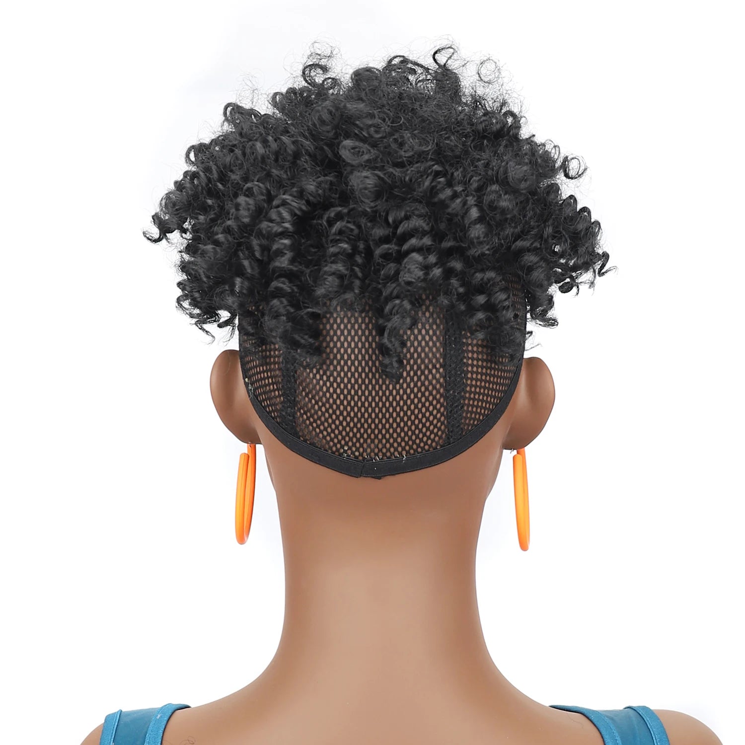jeedou Black Topper Hair Afro Curly Dreadlock Toupee for Men Short Curly Hair for Women Synthetic Hair Toppers with 4Clips Wigs