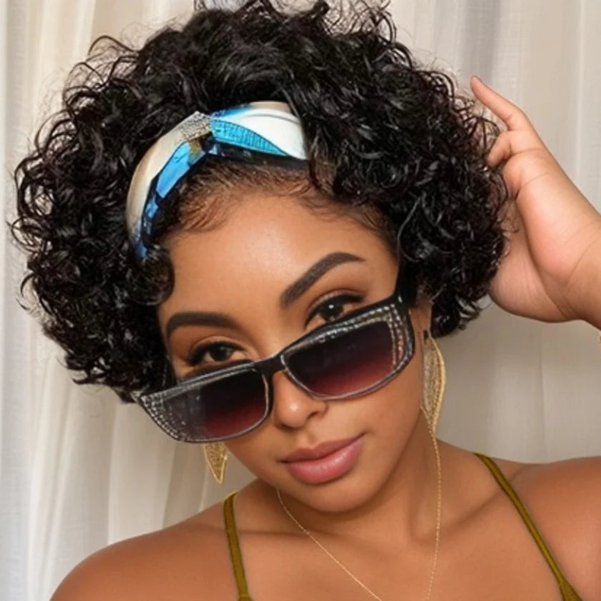 Curly Pixie Headband Wig