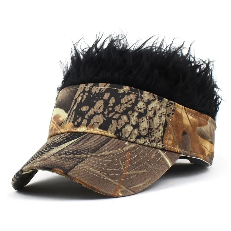 Perruque Synthétique Homme Femme Chapeau Visière de Baseball Imprimé Feuilles de Jungle Casquette de Sport Pare-Soleil Course Randonnée Chapeau de Soleil Perruque Cheveux Épis