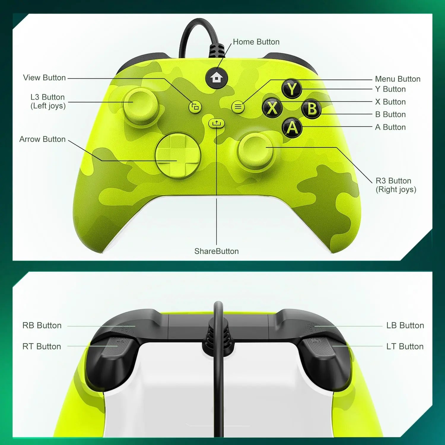 2M Wired Gaming Controller Joystick Gamepad with Dual-Vibration Compatible with PS3, Switch, Windows 11/10/8/7 PC PC001
