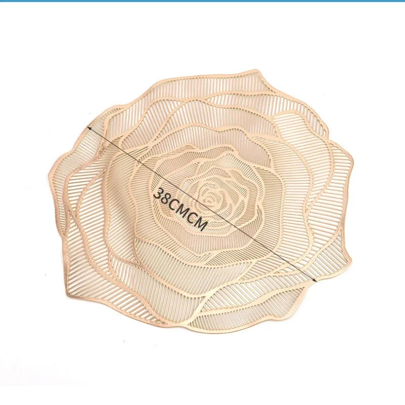 Round PVC Placemats, Waterproof & Oil-Proof, Bronzed Design, Non-Slip Insulated Mats for Restaurants, Hotels, and Home Decor