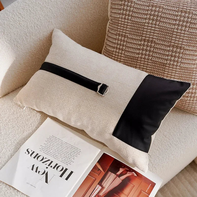 Pillow Cover in Cream Color, Retro Style, Brown French Sofa Waist Cushion Cover 45x45cm Pillowcase