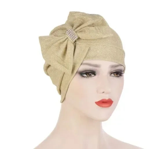 Sombrero turbante indio nuevo con nudo y lazo para mujer, hijab musulmán, pañuelo africano para la cabeza, gorro, gorro para pérdida de cabello, gorro de quimioterapia, pañuelos para la cabeza