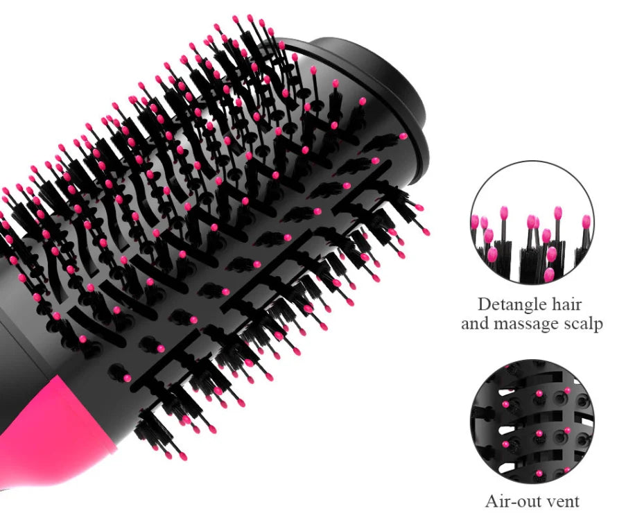 Varmluftbørste Multifunksjons hårføner Rettetang Krøllkam Ett-trinns profesjonell salonghårstyler og volumizer Ionblås