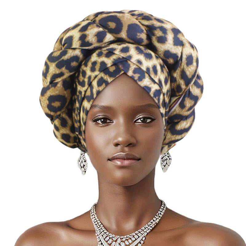 New African Print Twisted Large Braid Turban Hat Muslim Hijab Hat Elastic Head Wraps Headscarf Ramadan Headscarf Beanie Hats