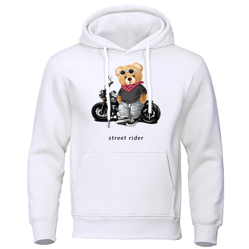 Men's Teddy Bear Hooded Sweatshirt, Super Big Hat Sweatshirt, Casual, Loose, Personalized, Fun, Suitable for Motorcycle Riders
