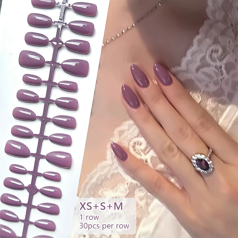 30Pcs Solid Color Nail Tip Fake Nail Fashion Nude Pink Wearable False Nails Simple Full Cover Press On Nails DIY Wear Nail Tool