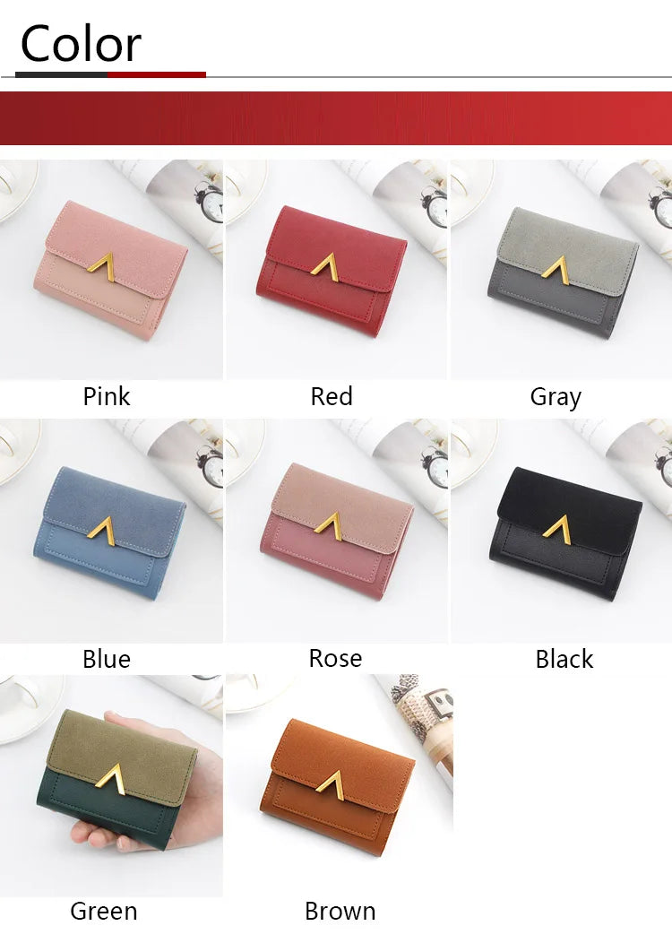New Simple Short Women Wallets High Quality Card Holder Large Capacity Female Coin Purses  Small Card Bag Wallet For Girls