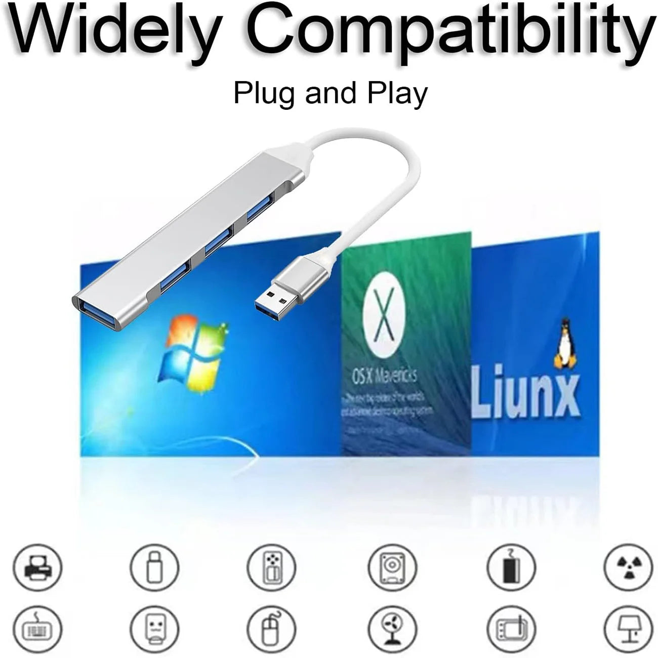 USB Hub, 4 Port USB Hub , Ultra-Slim USB Hub Dongle Expander for Laptop, Xbox, Flash Drive, HDD, Keyborad, Mouse