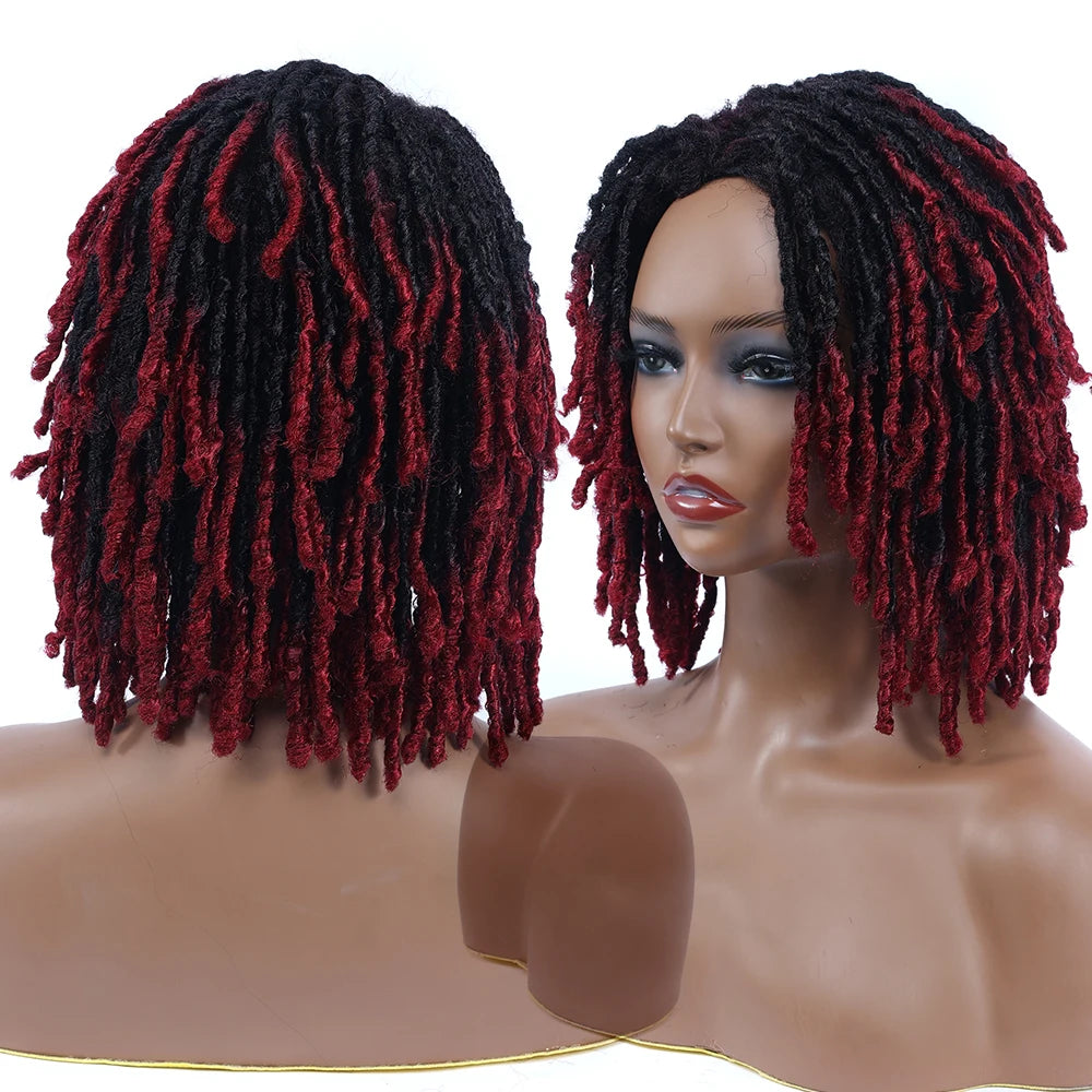 10Inches Braided Wigs  Afro Bob Wig Synthetic DreadLock Wigs For Black Woman Short Curly Ends Cosplay Yun Rong Hair