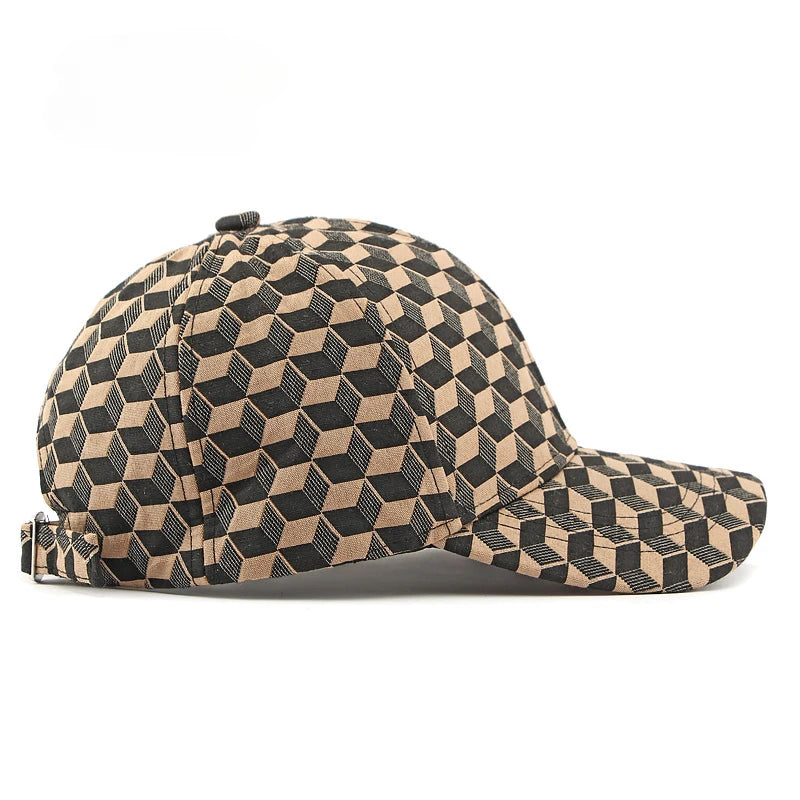 Casquette de baseball à carreaux 3D avec soleil