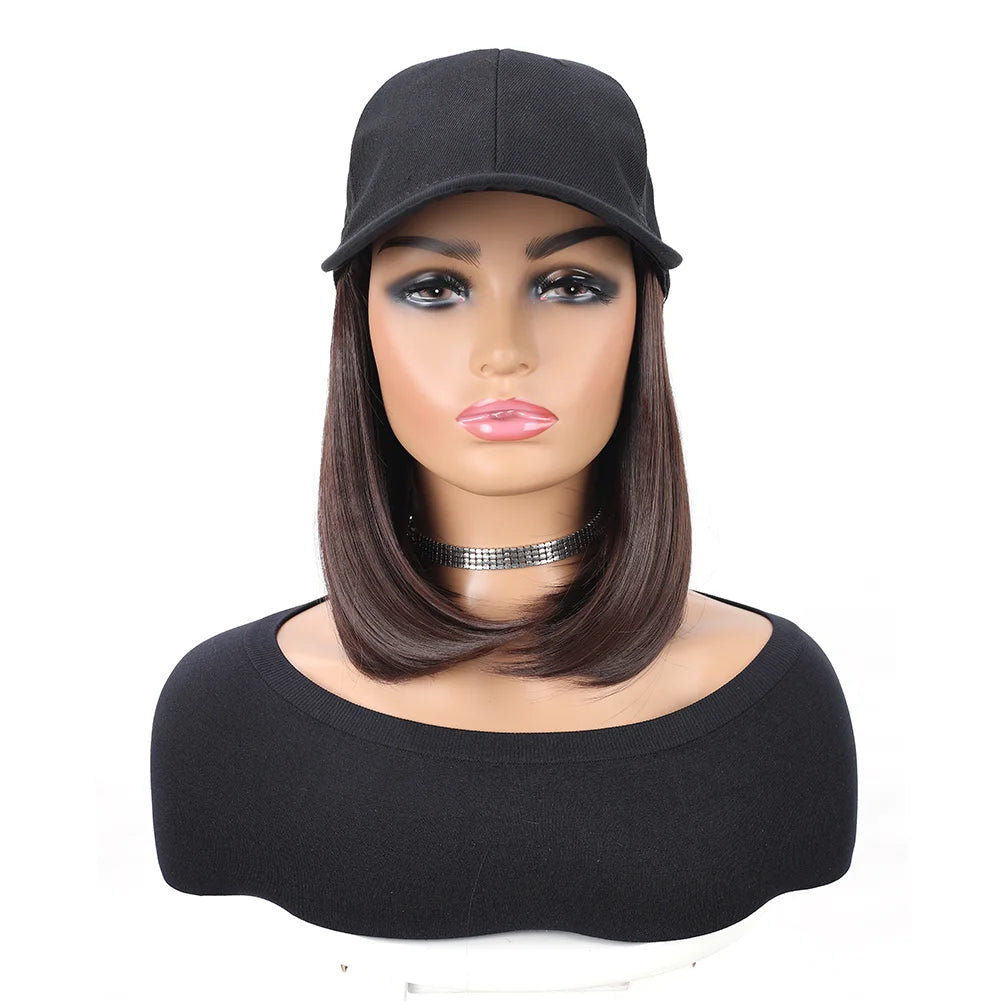 Fashion Hat Hair Extensions Ladies Wigs Hats Connected Head Cover Synthetic Peaked Cap Wig For Women
