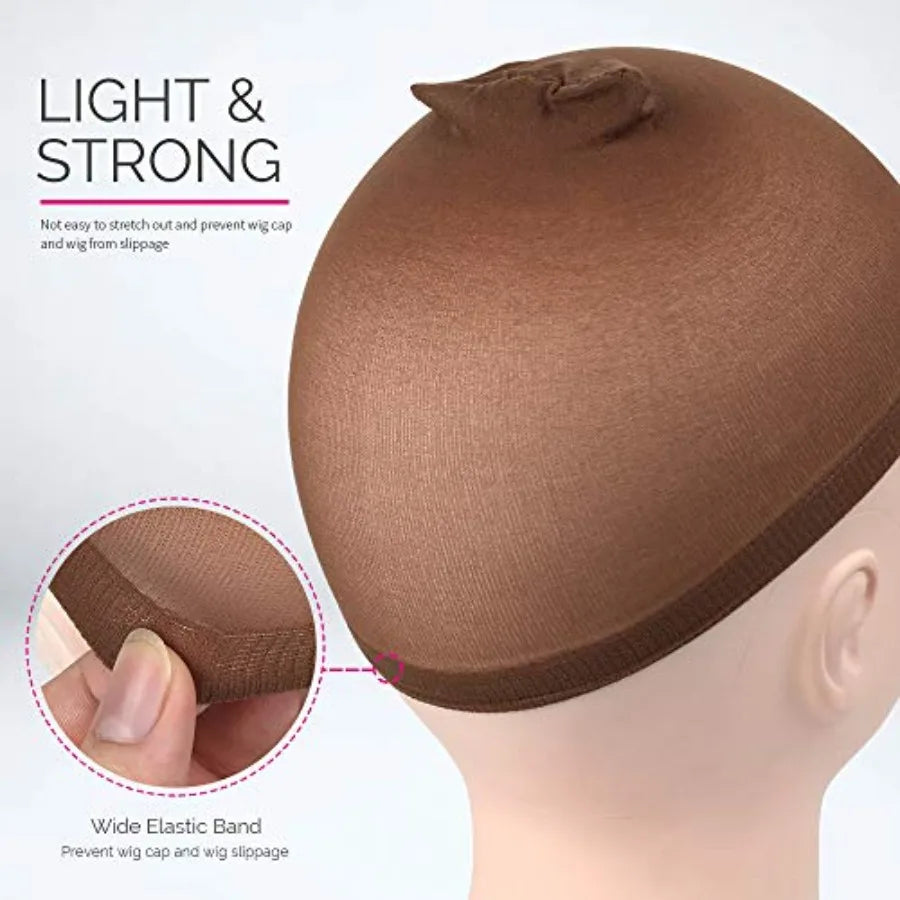 Wig Cap, 4 pieces Dark Brown Stocking s Stretchy s for Women
