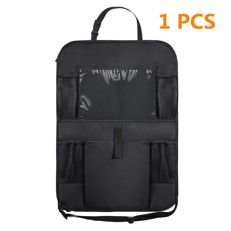 Car Backseat Organizer with Touch Screen Tablet Holder Auto Storage Pockets Cover Car Seat Back Protectors for Trip Kids Travel