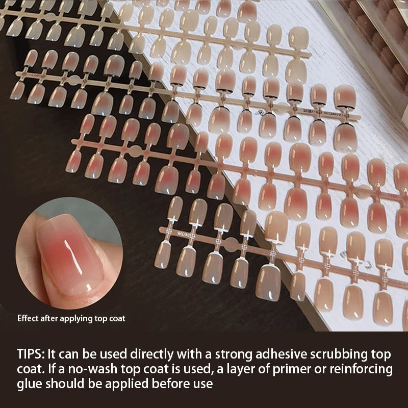 30 stk. gradient kunstnegler fransk blush nude negler vanntett kunstige negler medium kiste kunstnegler fingernegler presse-on negler tupper manikyr
