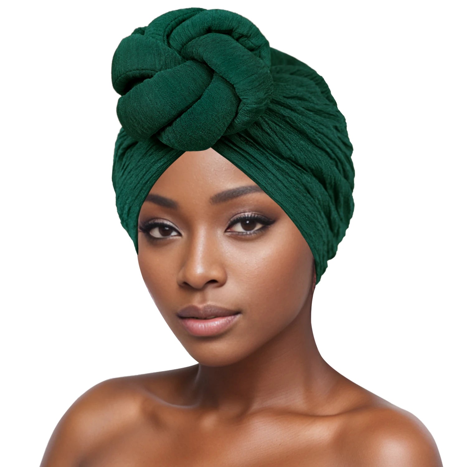 Women’s Fashion Turban – Bubble Cloth Headwrap with Large Flower Design