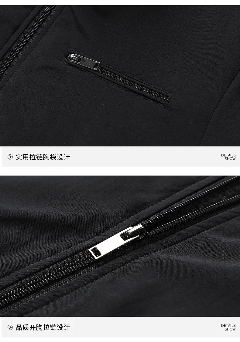 New Men's Jacket Retro Middle Aged Men's Coat Outdoor Waterproof Stand Up Collar Business Jacket Simple Men's Wear 4XL 5XL