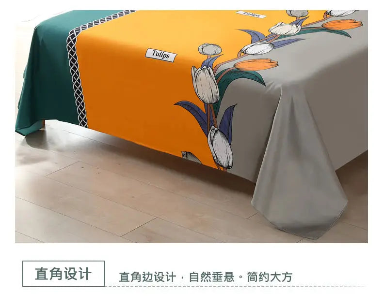 1Pcs Bed Sheet Home Textile Modern Polyester Cotton Flat Sheets Bed Linens Single Queen King Size Bedspread(No Pillow Covers)