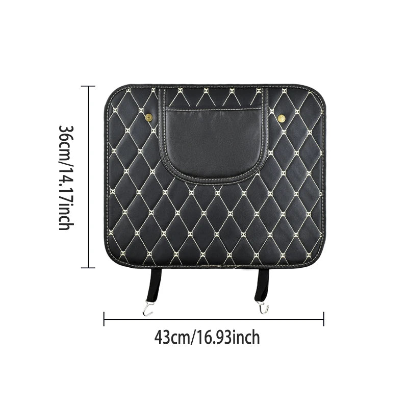 1 alfombrilla protectora para el asiento trasero del coche, alfombrilla antisuciedad, cuero de PU negro, impermeable, resistente a los arañazos, almacenamiento, accesorios para el interior del coche