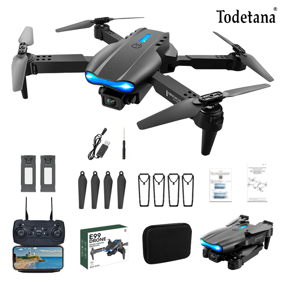 E99 Drone with 4K Wide Angle HD Camera, 360 roll, Mobile APP Control Foldable RC Aerial Quadcopter - Ideal Gift