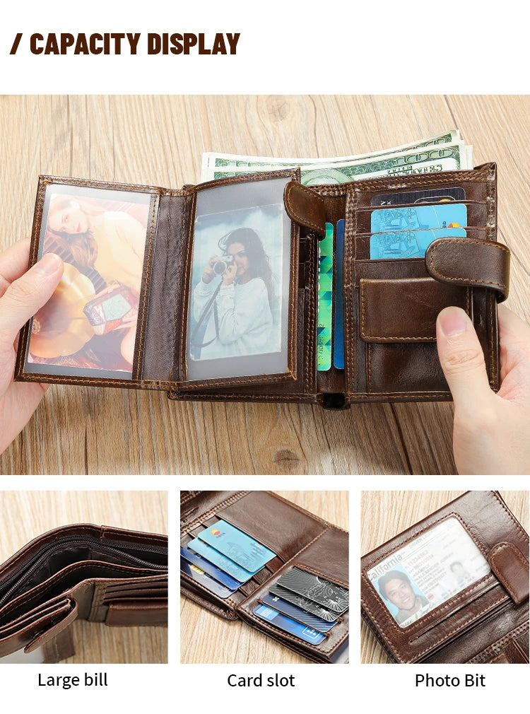 WESTAL Leather Men's Wallet Wallet Trend Multi-Functional First Layer Cowhide Premium Passport Wallet