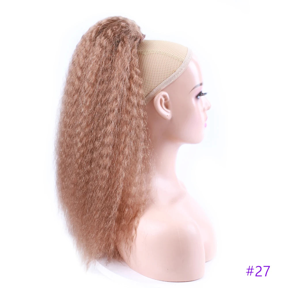 Queue de cheval synthétique bouclée avec cordon de serrage, extension de cheveux élastique pour femmes, postiche afro bouffante